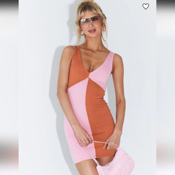 Princess Polly Dresses & Skirts - Princess Polly Sienna Colorblock Mini Pink and Orange Dress